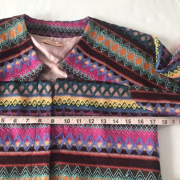 Sole Mio Womens Medium Embroidered Open Jacket Pink Purple Boho Vibrant #3982 - Picture 9 of 9